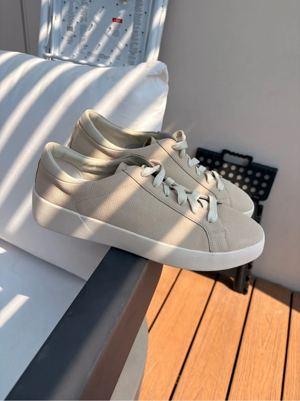 BOSS Men's Beige Leather Low-Top Sneakers